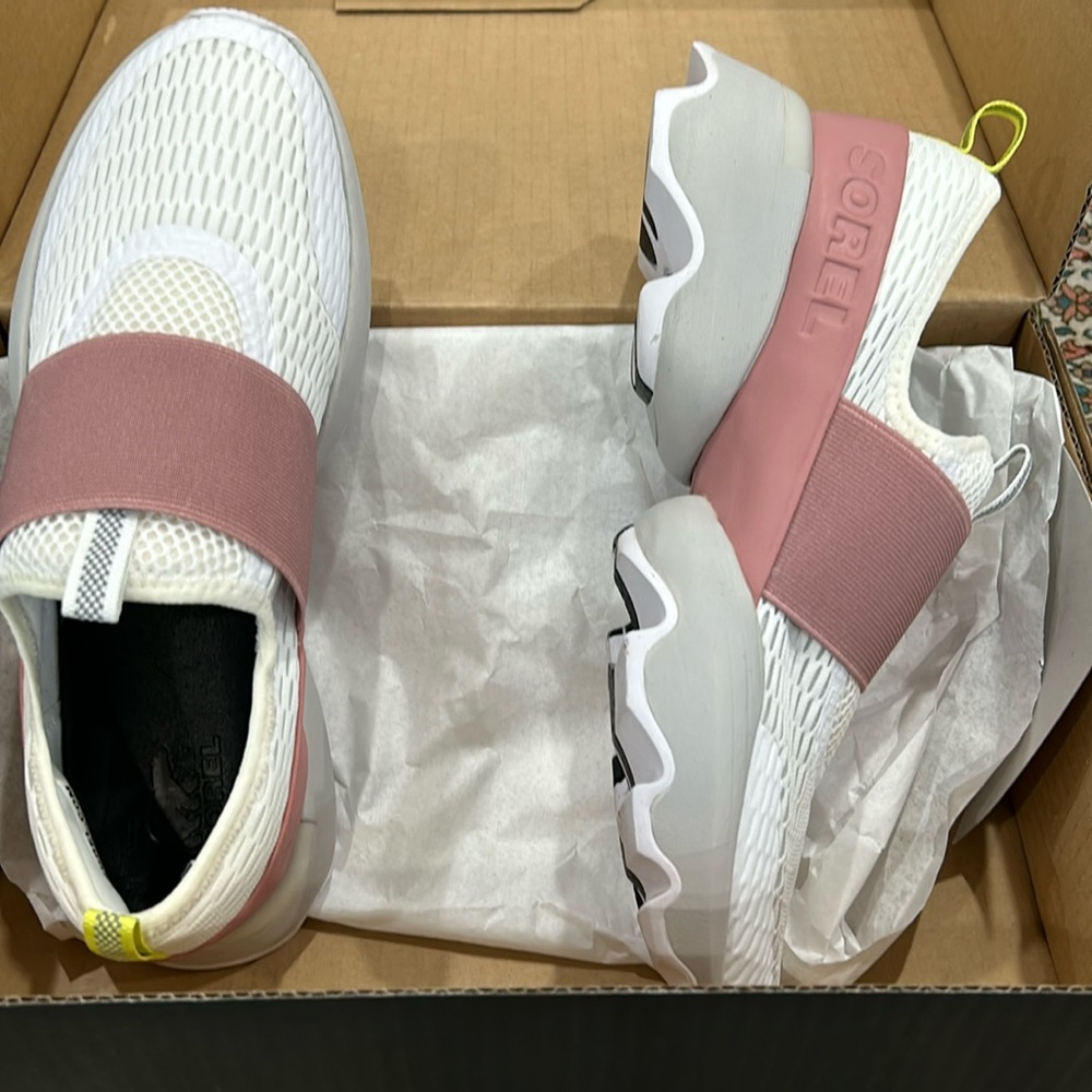 Brand new in box size 8.5 Kinetic Impact Strap slip on shoes; white, moonstone